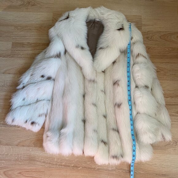 Vintage Fox Fur Coat Spotted Lynx Dyed 27 " Jacket Women's Size Small - Picture 2 of 14